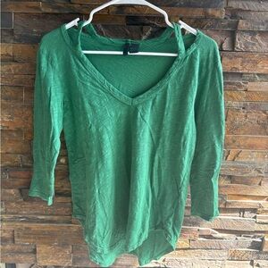 Left of Center Green V-Neck Long Sleeve Top